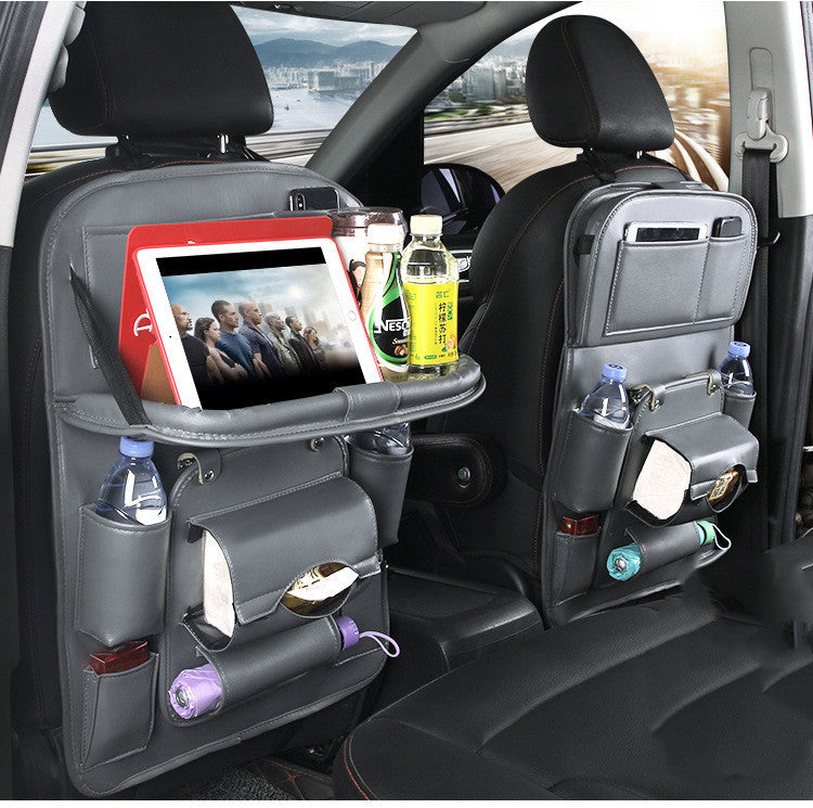 Multifunctional Car Storage Hanging Bag | Leather Car Organizer with Trash Bin