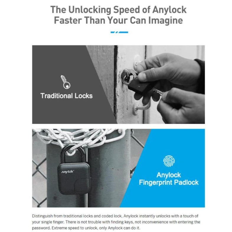 Overview: Intelligent fingerprint padlock, the fingerprint area can be hidden to avoid damage IP65 waterproof and dustproof design Diversified use of scenes, bags, trunks, doors, cabinets, container trucks, bicycles, etc. 10 fingerprints can be recorded S