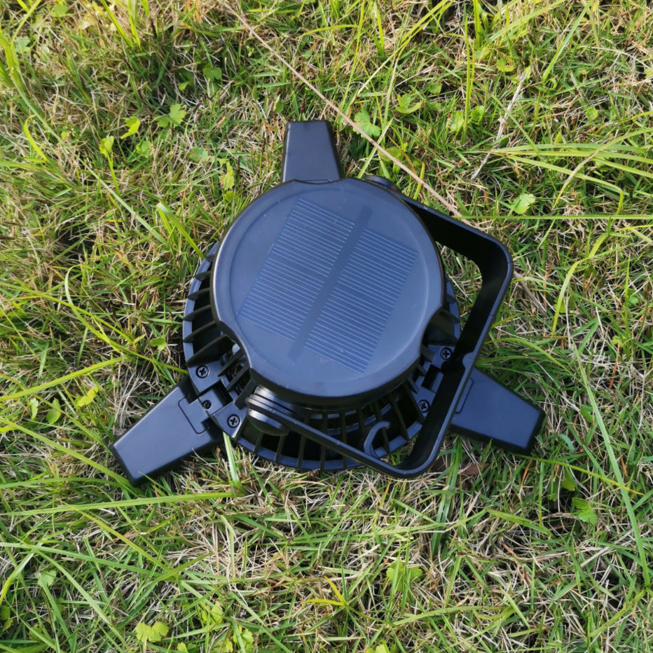 Solar LED Tent Fan | Rechargeable Outdoor Fan with Light & USB Charger