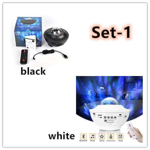 Overview: 1. The full-color music starry sky projector lamp brings the indoor galaxy and the stunning aurora starry sky performance. 2. The latest stellar projector can instantly project drifting stars onto the blue nebula, with 10 colors of 360° rotating