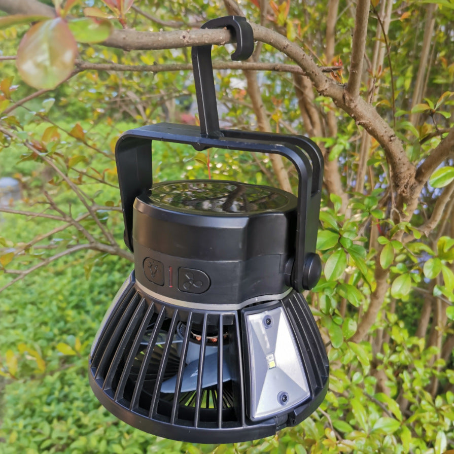 Solar LED Tent Fan | Rechargeable Outdoor Fan with Light & USB Charger