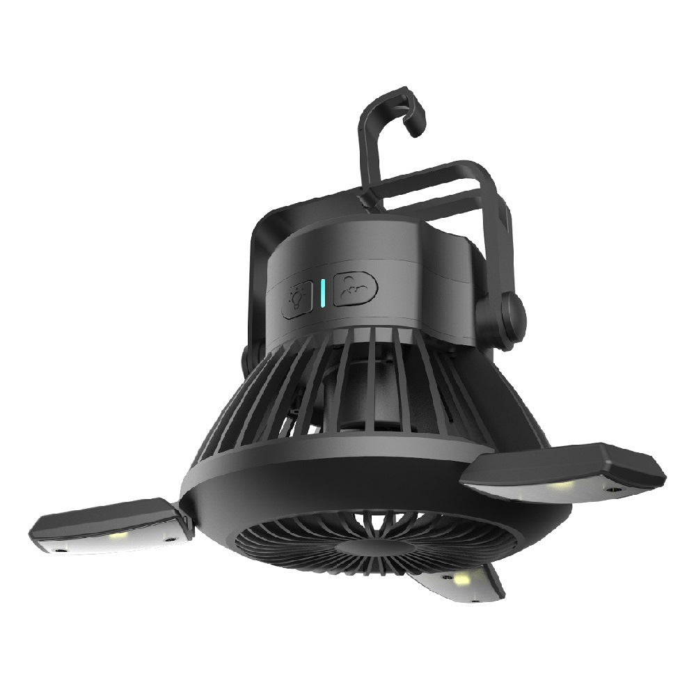 Solar LED Tent Fan | Rechargeable Outdoor Fan with Light & USB Charger