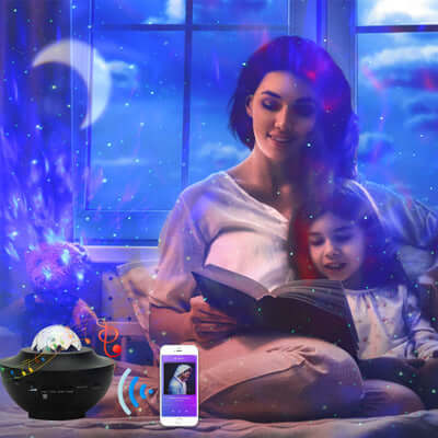 Overview: 1. The full-color music starry sky projector lamp brings the indoor galaxy and the stunning aurora starry sky performance. 2. The latest stellar projector can instantly project drifting stars onto the blue nebula, with 10 colors of 360° rotating