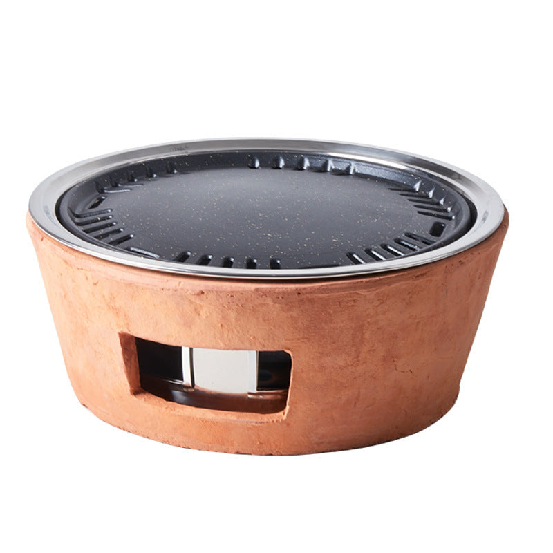Red Clay Charcoal Grill Set | Anti-Scalding Tabletop BBQ Oven