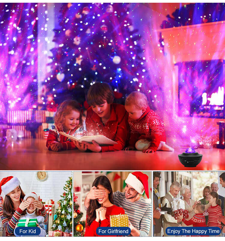 Overview: 1. The full-color music starry sky projector lamp brings the indoor galaxy and the stunning aurora starry sky performance. 2. The latest stellar projector can instantly project drifting stars onto the blue nebula, with 10 colors of 360° rotating