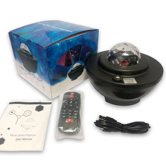 Overview: 1. The full-color music starry sky projector lamp brings the indoor galaxy and the stunning aurora starry sky performance. 2. The latest stellar projector can instantly project drifting stars onto the blue nebula, with 10 colors of 360° rotating