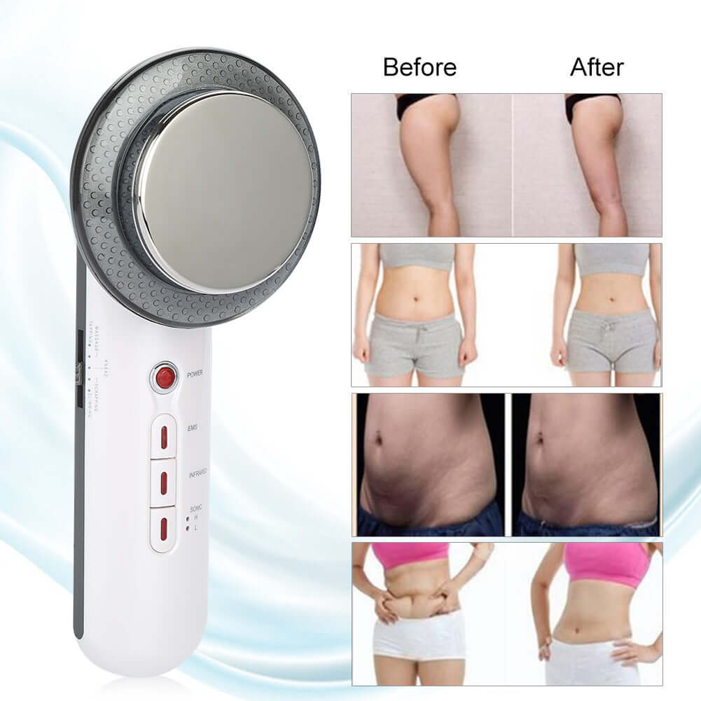 Overview: EMS + Infrared + Ultrasonic The ultrasonic wave massage can burst the fat and tighten your skin with no rebounce. The infrared ray can restore the elasticity and active the cells more thoroughly. 5 Modes of EMS (Tapping, Massage, Knead, Scrappin