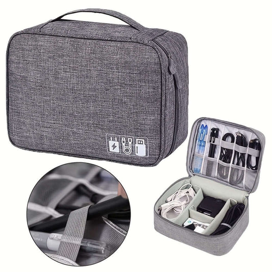 【DIY COMPARTMENT】- - There are three removable padded dividers with velcro in the bottom of the cable case, you can DIY them to separate the one bottom space into several compartments, fitting accessories of different sizes, and keeping all your electroni
